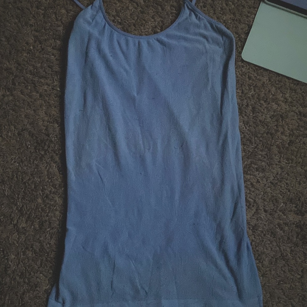 Blue Long Tank-Spaghetti strapped